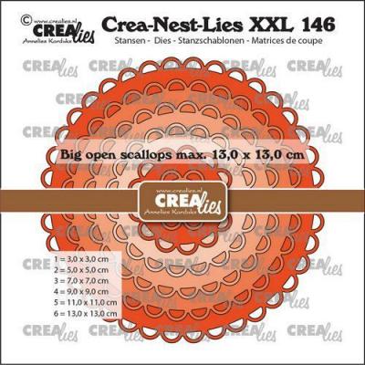 Crealies Crea-Nest-Lies XXL CLNestXXL146Stanzschablonen - Kreise mit großem offenem Wellenrand