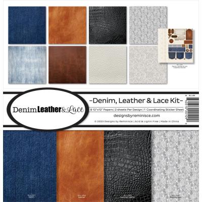 Reminisce Denim, Leather & Lace Designpapiere - Collection Kit