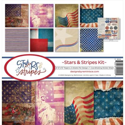 Reminisce Stars & Stripes Designpapiere - Collection Kit