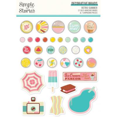 Simple Stories Retro Summer Embellishments - Decorative Brads