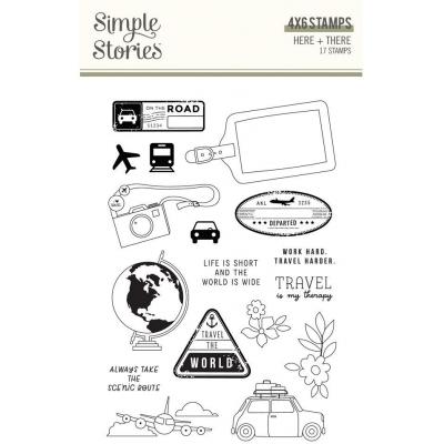 Simple Stories Here+There Clear Stamps - Here+There