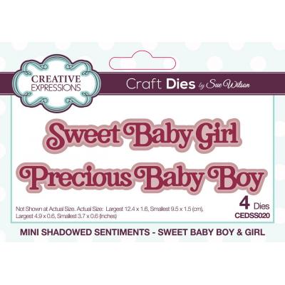 Creative Expressions Sue Wilson Mini Shadowed Sentiments Craft Dies - Sweet Baby Boy & Girl