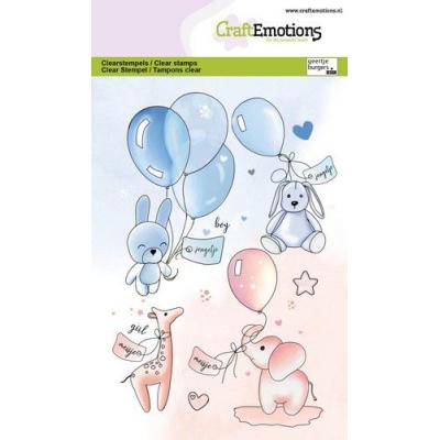 CraftEmotions Clear Stamps - Baby Kuscheltiere und Luftballons