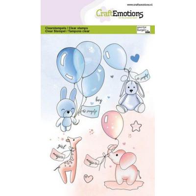 CraftEmotions Clear Stamps - Baby Kuscheltiere und Luftballons