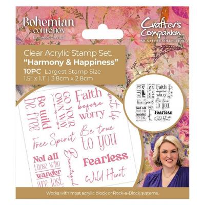 Crafters Companion Bohemian Clear Stamps - Sentiment Harmony & Happiness