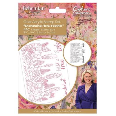 Crafters Companion Bohemian Clear Stamps - Enchanting Floral Feather