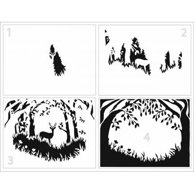 The Crafter's Workshop Layered Stencil - Forest Scene