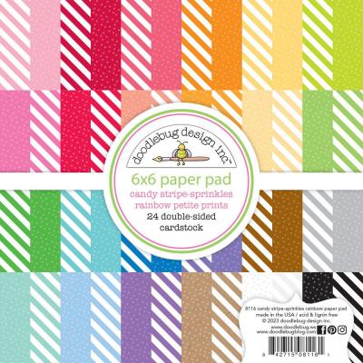 Doodlebug  Candy Stripe-Sprinkles Rainbow Designpapier - Petite Prints Pack