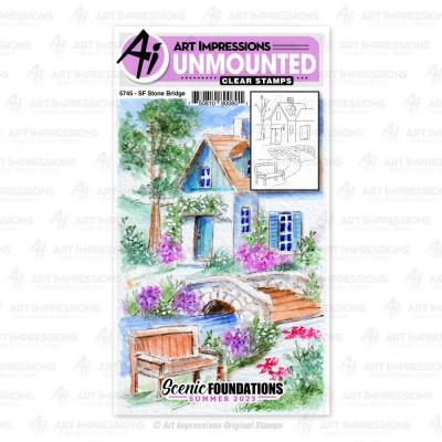 Art Impressions Scenic Foundations Stamps - Stone Bridge