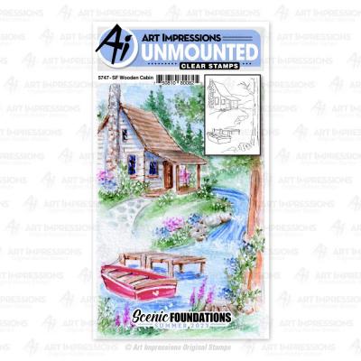 Art Impressions Scenic Foundations Stamps - Wooden Cabin
