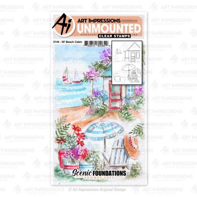 Art Impressions Scenic Foundations Stamps - Beach Cabin