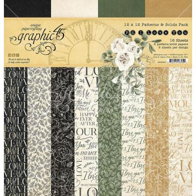 Graphic 45 I Love You Designpapiere - Patterns & Solids Pack