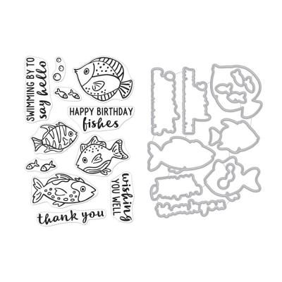 Hero Arts Clear Stamp & Die Combo - Hello Fishes