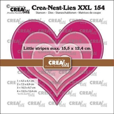Crealies Stanzschablonen Crea-Nest-Lies XXL - Herzen mit kleinen Streifen CLNestXXL154