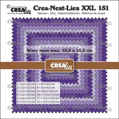 Crealies Stanzschablonen Crea-Nest-Lies XXL - Quadrate mit gewelltem Rand CLNestXXL151