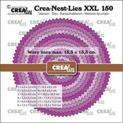 Crealies Stanzschablonen Crea-Nest-Lies XXL - Kreise mit gewelltem Rand CLNestXXL150