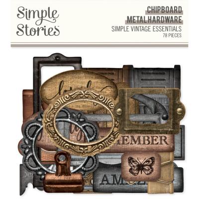 Simple Stories Simple Vintage Essentials - Chipboard Metal Hardware