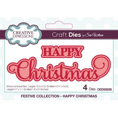 Creative Expressions Sue Wilson Craft Die - Festive Happy Christmas