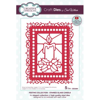 Creative Expressions Sue Wilson Craft Die - Festive Stained Glass Candle