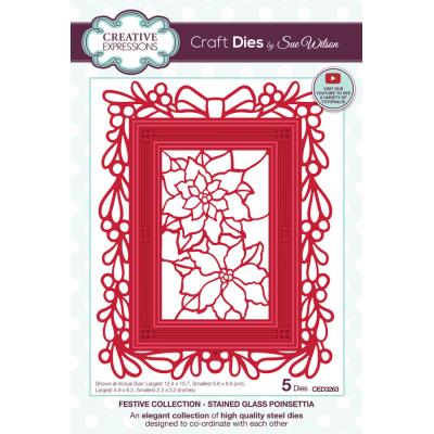 Creative Expressions Sue Wilson Craft Die - Festive Stained Glass Poinsettia