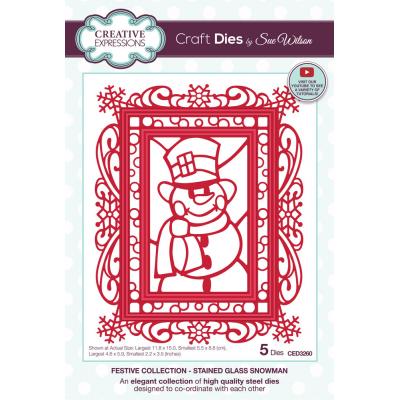 Creative Expressions Sue Wilson Craft Die - Festive Stained Glass Snowman