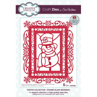 Creative Expressions Sue Wilson Craft Die - Festive Stained Glass Snowman
