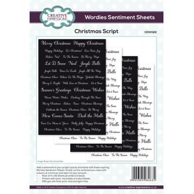 Creative Expressions Wordies Sentiment Sheets - Christmas Script