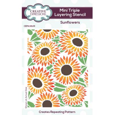 Creative Expressions Mini Triple Layering Stencil - Sunflowers