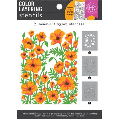 Hero Arts Stencil Color Layering Golden Poppies