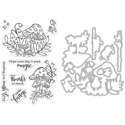 Hero Arts Clear Stamp & Die Combo - Hello Fungi