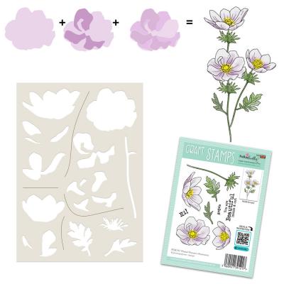 Polkadoodles Mixed Flowers Stencil - Beautiful Anemone