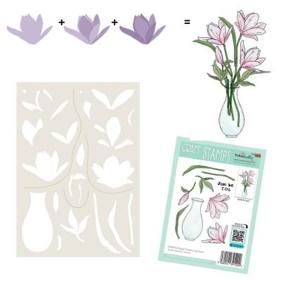 Polkadoodles Mixed Flowers Stencil - Lily Vase