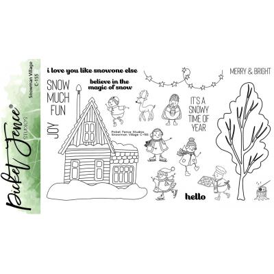 Picket Fence Studios Stempel - Snowman Village