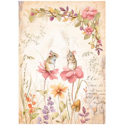 Stamperia Woodland Rice Paper - Mice and Flowers