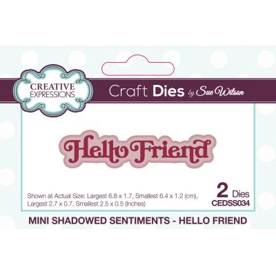 Creative Expressions Craft Die - Mini Shadowed Sentiments Hello Friend