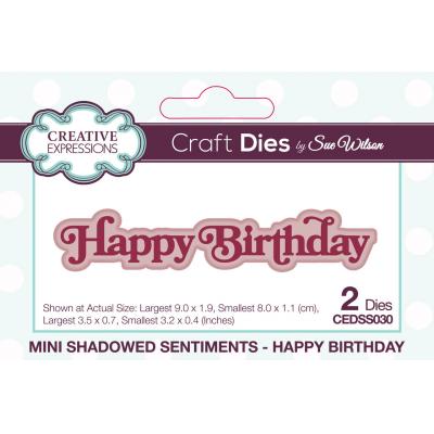 Creative Expressions Craft Die - Mini Shadowed Sentiments Happy Birthday