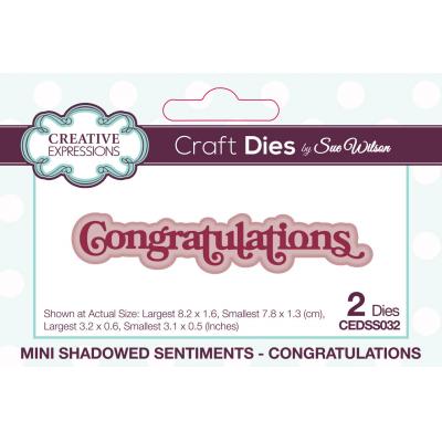 Creative Expressions Craft Die - Mini Shadowed Sentiments Congratulations