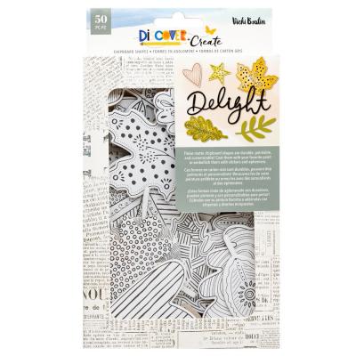 American Crafts Vicki Boutin Discover + Create - Chipboard Shapes