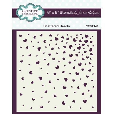 Creative Expressions Jamie Rodgers Stencil - Scattered Hearts