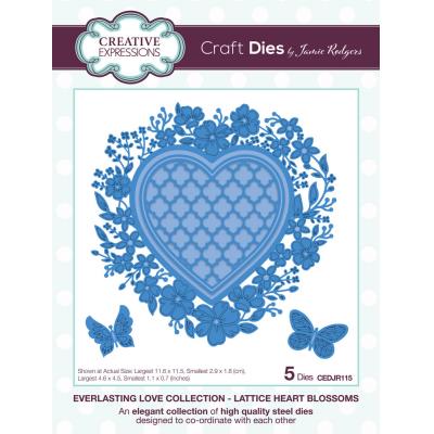 Creative Expressions Craft Die - Everlasting Love Lattice Heart Blooms