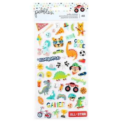 American Crafts Pebbles Cool Boy - Stickers Puffy Icons Silver Foil