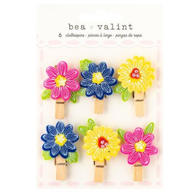 American Crafts Bea Valint Poppy and Pear - Clothespins Flower
