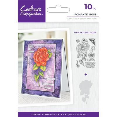 Crafter's Companion Floral Collage Clear Stamp w/ Mask - Romantic Rose