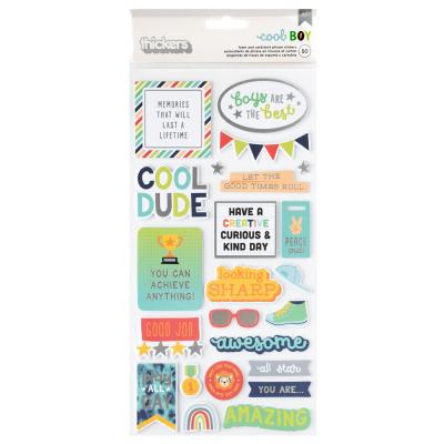 American Crafts Pebbles Cool Boy - Thickers Phrase Silver Foil