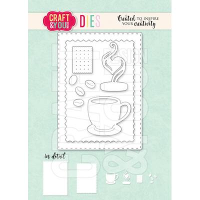 Craft & You Design Cutting Dies - ATC Frame with a Cup of Coffee