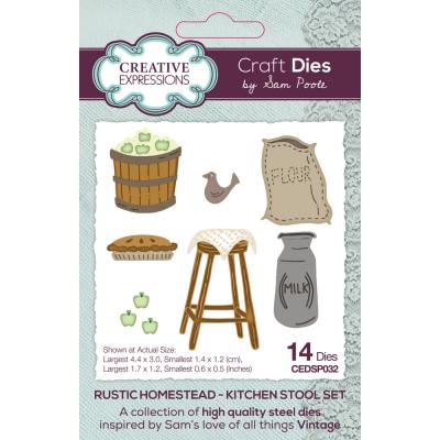 Creative Expressions Sam Poole Craft Die - Rustic Homestead Kitchen Stool Set