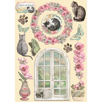 Stamperia Orchids and Cats - Colored Wooden Shape