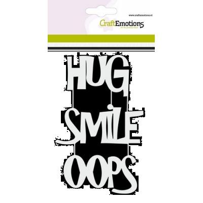 CraftEmotions Stencil - Hug Smile Oops