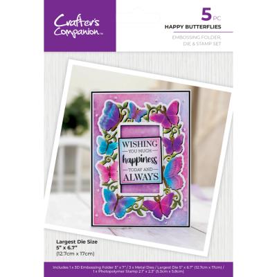 Gemini Embossed Frames 3D Embossing Folder, Die & Stamp - Happy Butterflies