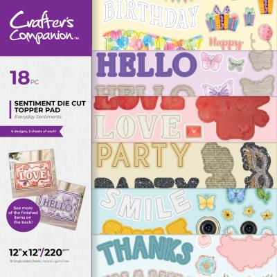 Crafter's Companion Everyday Sentiments 12x12 Inch Sentiment Die Cut Topper Pad